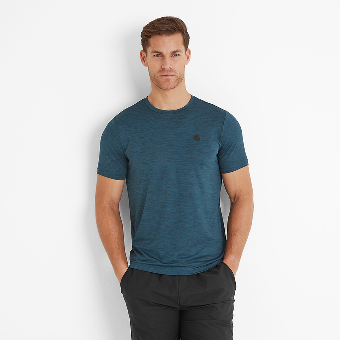 Boyton Mens Tech Short Sleeve Top - Petrol Green Marl