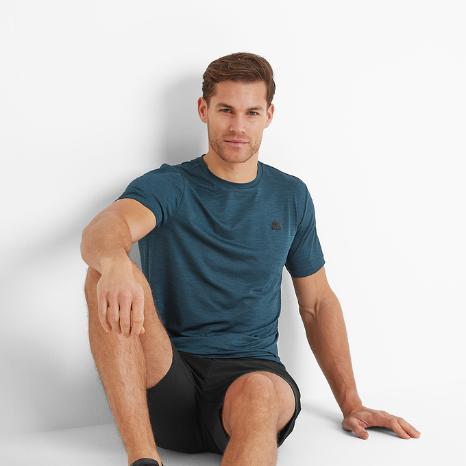 Boyton Mens Tech Short Sleeve Top - Petrol Green Marl