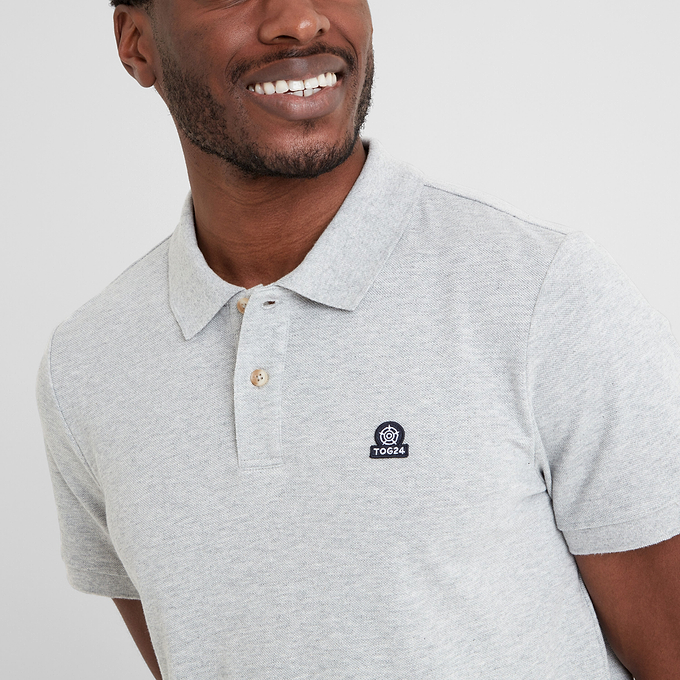 Braunton Mens Polo Shirt - Light Grey Marl