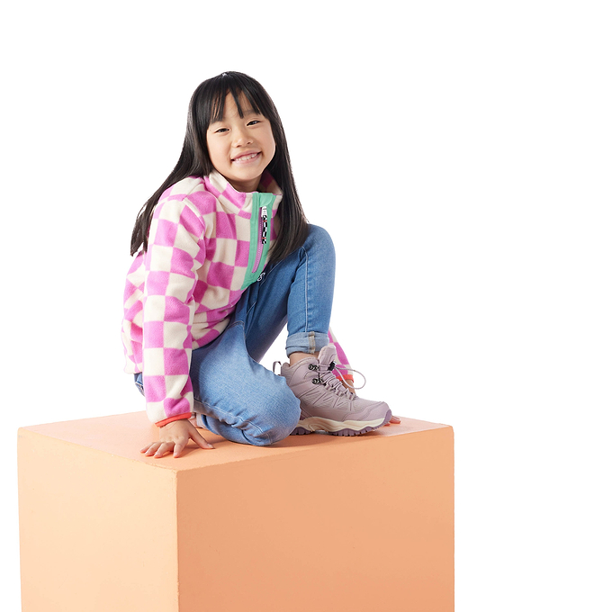 Brecknock Kids Shaun the Sheep Fleece Zip Neck - Pink Woolly Checkerboard