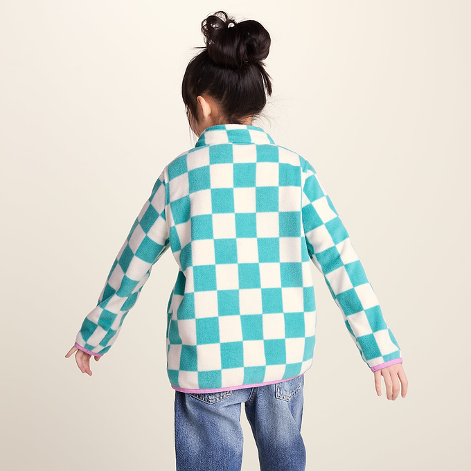 Brecknock Kids Shaun the Sheep Fleece Zip Neck - Spearmint/Woolly Checkerboard