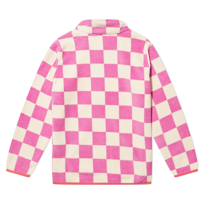 Brecknock Kids Shaun the Sheep Fleece Zip Neck - Pink Woolly Checkerboard