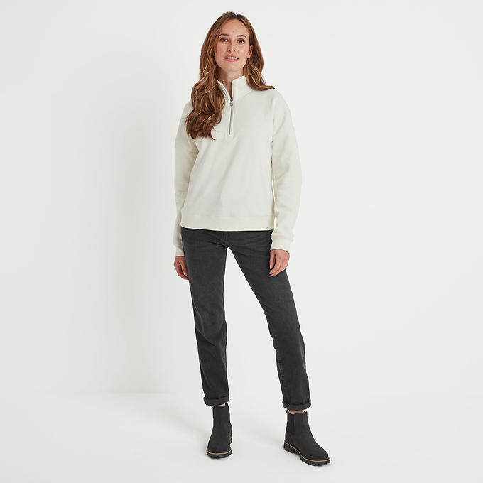 Caldene Womens Quarter Zip Sweat - Vanilla