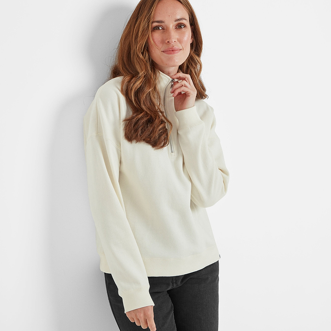 Caldene Womens Quarter Zip Sweat - Vanilla