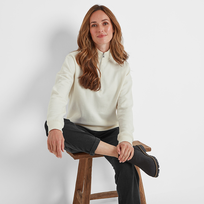 Caldene Womens Quarter Zip Sweat - Vanilla