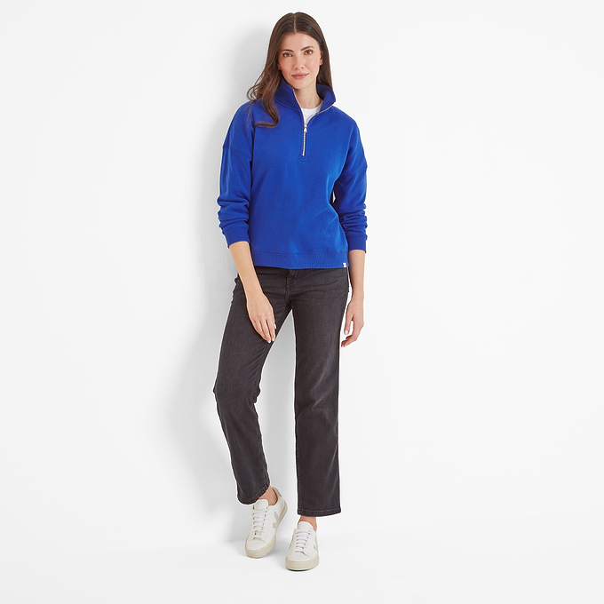 Caldene Womens Zip Neck Sweat - Ultra Marine Blue
