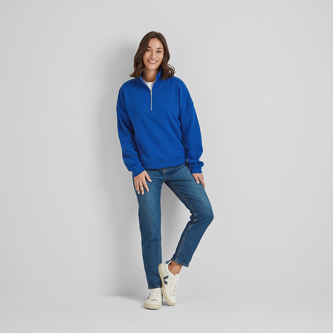 Caldene Womens Zip Neck Sweat - Ultra Marine Blue