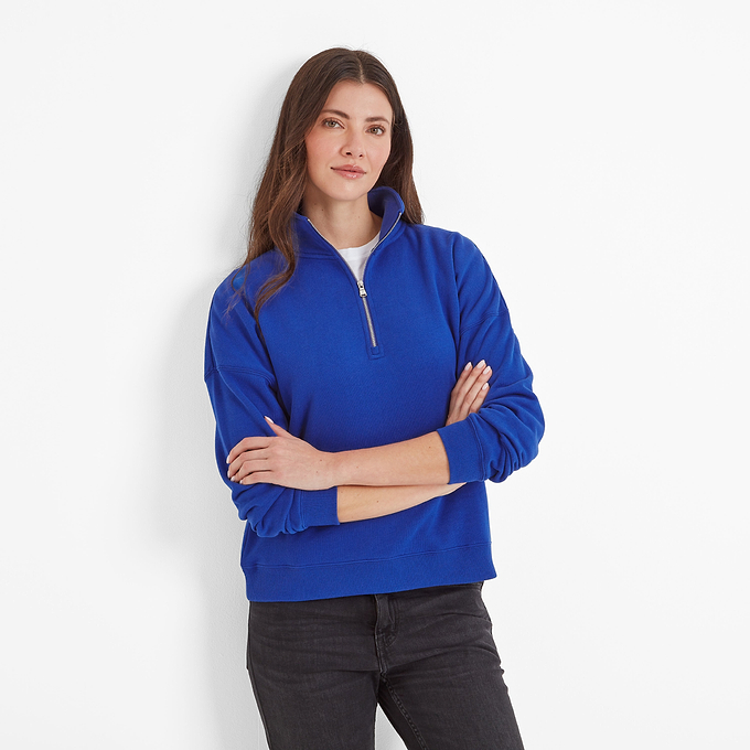 Caldene Womens Zip Neck Sweat - Ultra Marine Blue