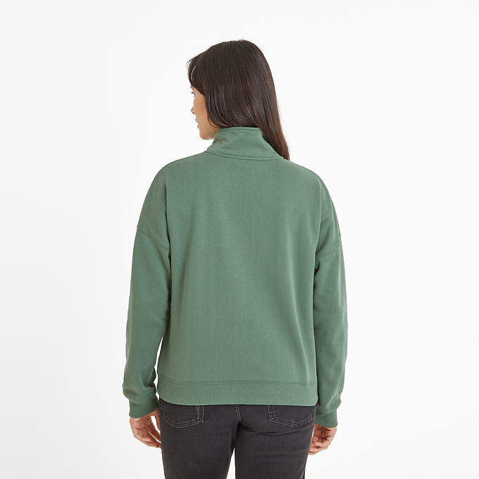 Caldene Womens Zip Neck Sweat - Light Forest