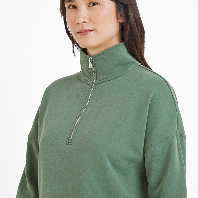 Caldene Womens Zip Neck Sweat - Light Forest