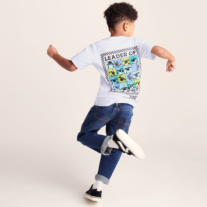 Cameroon Kids Shaun the Sheep T-Shirt - Optic White/Spearmint Green