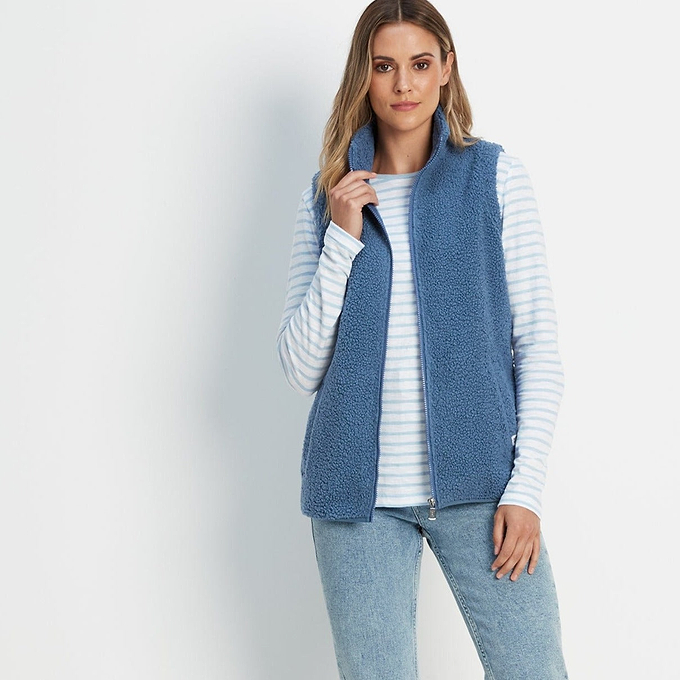 Carlan Womens Teddy Fleece Gilet - Blueberry