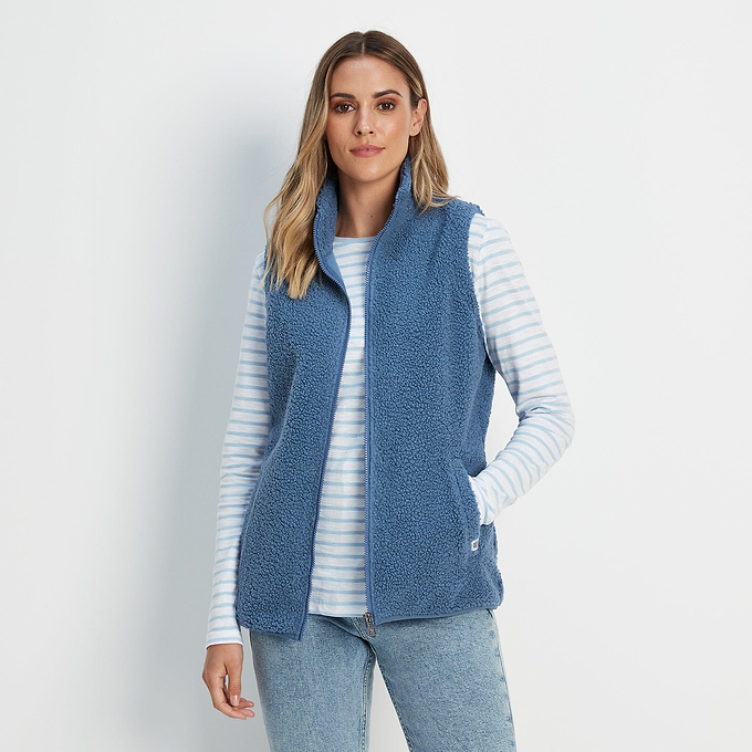 Carlan Womens Teddy Fleece Gilet - Blueberry