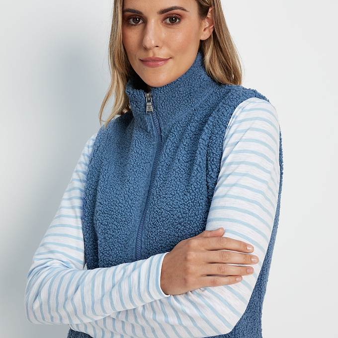 Carlan Womens Teddy Fleece Gilet - Blueberry