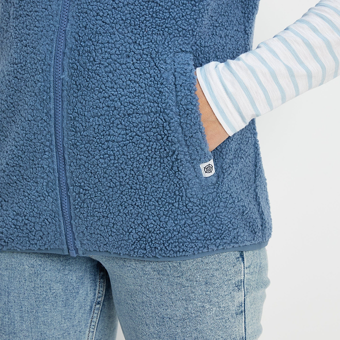 Carlan Womens Teddy Fleece Gilet - Blueberry