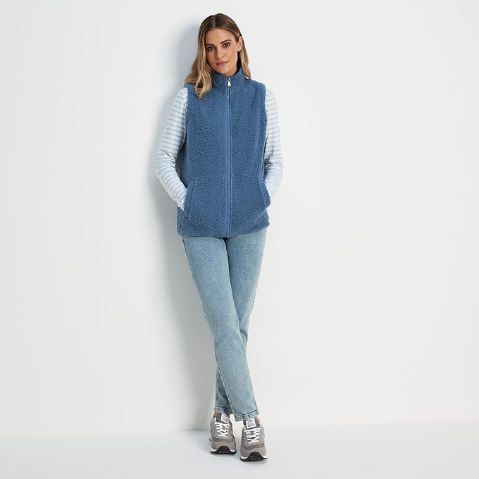 Carlan Womens Teddy Fleece Gilet - Blueberry