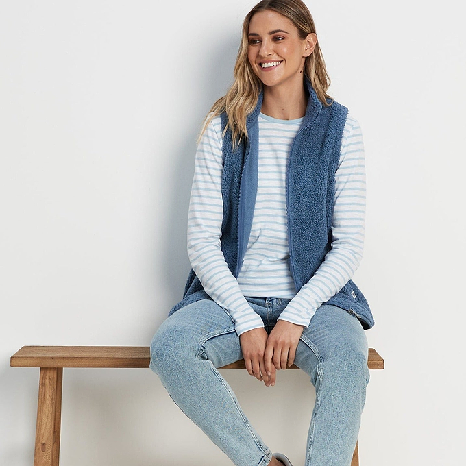 Carlan Womens Teddy Fleece Gilet - Blueberry