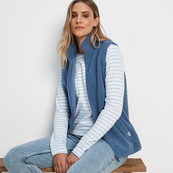 Carlan Womens Teddy Fleece Gilet - Blueberry