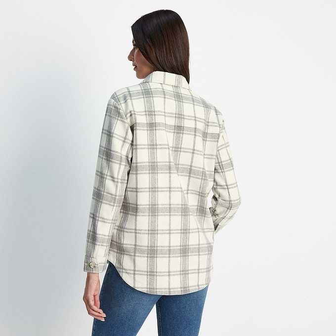 Carrie Womens Shacket - Light Grey Marl Check