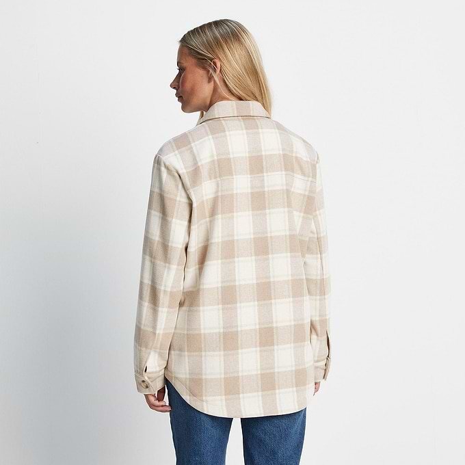 Carrie Womens Shacket - Biscuit Check