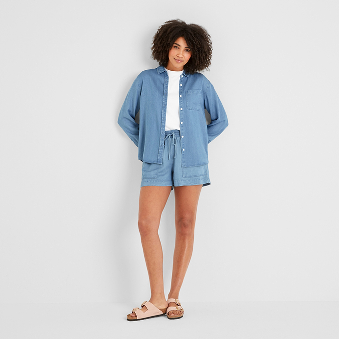 Casey Womens Shirt Long Sleeve - Faded Indigo