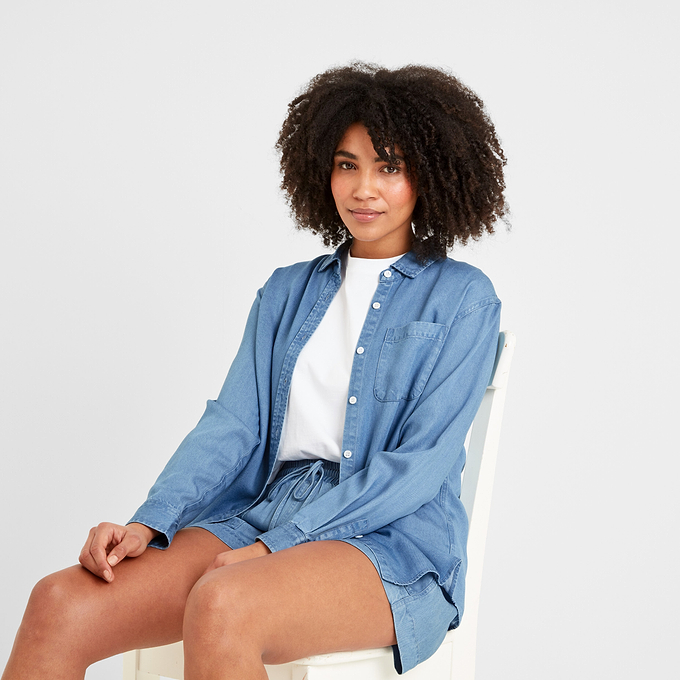 Casey Womens Shirt Long Sleeve - Faded Indigo