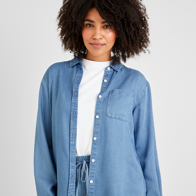 Casey Womens Shirt Long Sleeve - Faded Indigo
