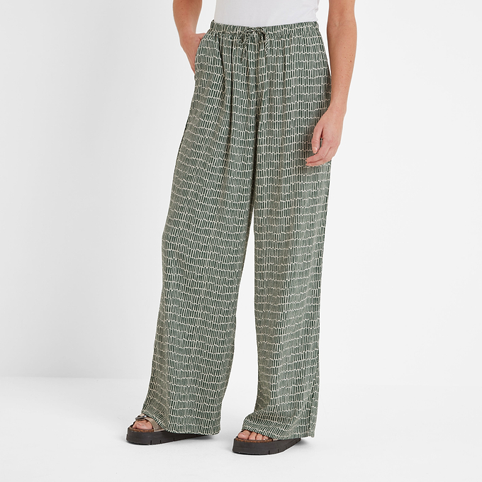 Christina Womens Trousers - Green Dash Print