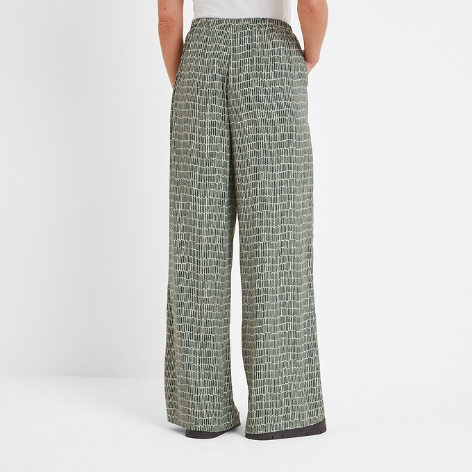 Christina Womens Trousers - Green Dash Print