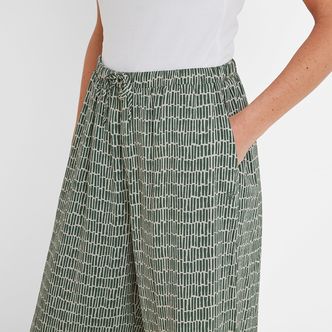 Christina Womens Trousers - Green Dash Print