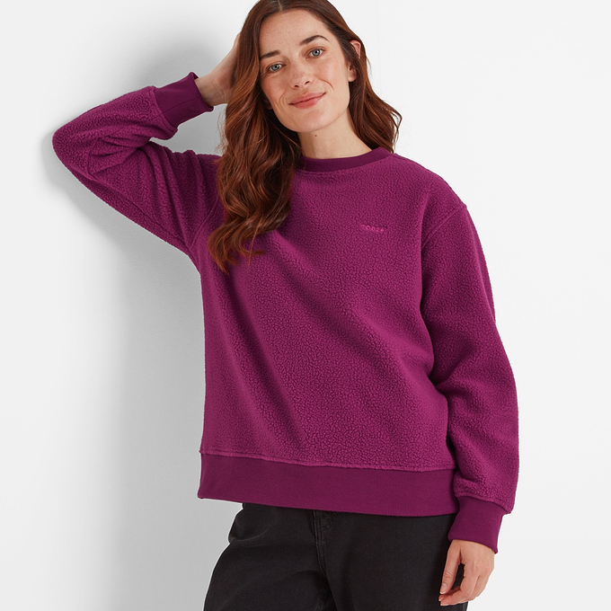 Clayborne Womens Sherpa Sweat - Purple Berry