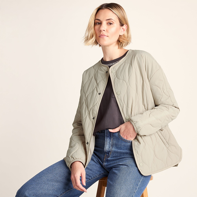 Cleadon Womens Relaxed Fit Shower Resistant Lightweight Insulated Jacket - Cool Beige