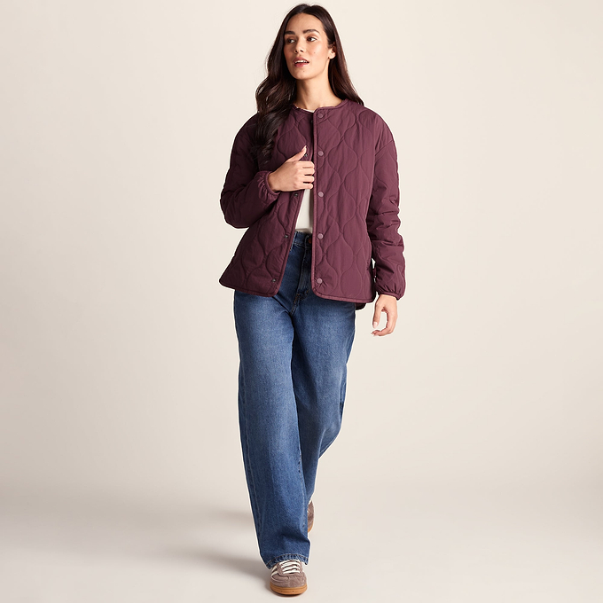 Cleadon Womens Relaxed Fit Shower Resistant Lightweight Insulated Jacket - Black Raspberry