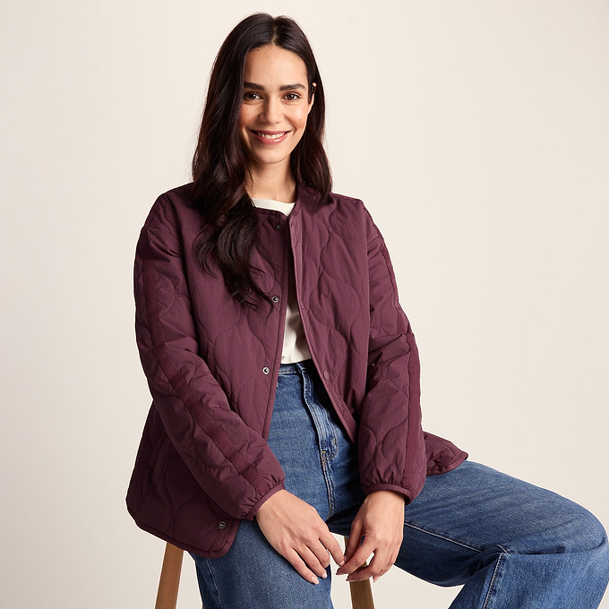 Cleadon Womens Relaxed Fit Shower Resistant Lightweight Insulated Jacket - Black Raspberry
