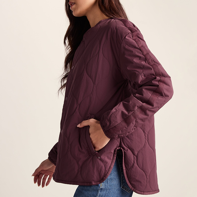 Cleadon Womens Relaxed Fit Shower Resistant Lightweight Insulated Jacket - Black Raspberry