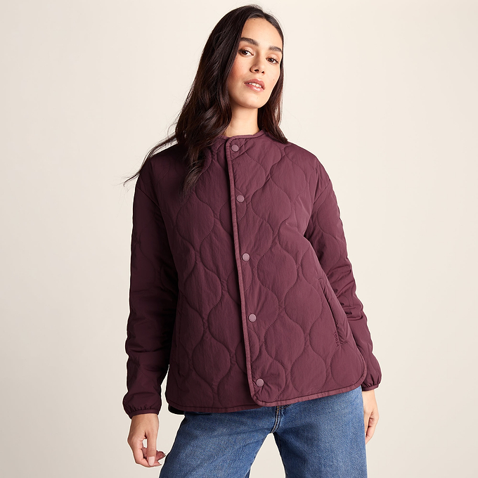 Cleadon Womens Relaxed Fit Shower Resistant Lightweight Insulated Jacket - Black Raspberry