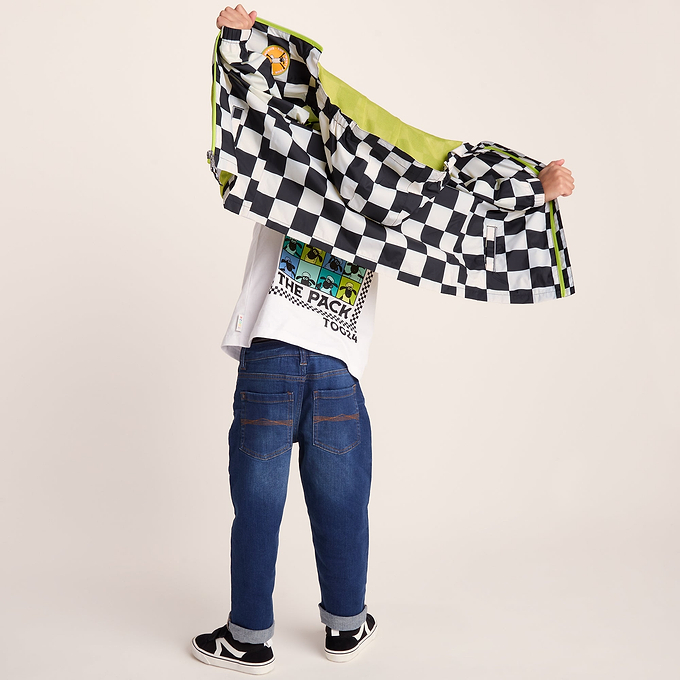 Cohampshire Kids Shaun the Sheep Waterproof Jacket - Black White Checkerboard