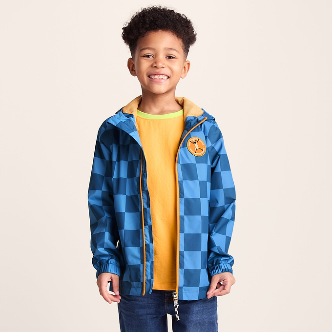 Cohampshire Kids Shaun the Sheep Waterproof Jacket - Bluebell/Night Blue Checkerboard