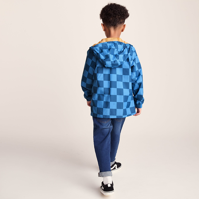 Cohampshire Kids Shaun the Sheep Waterproof Jacket - Bluebell/Night Blue Checkerboard