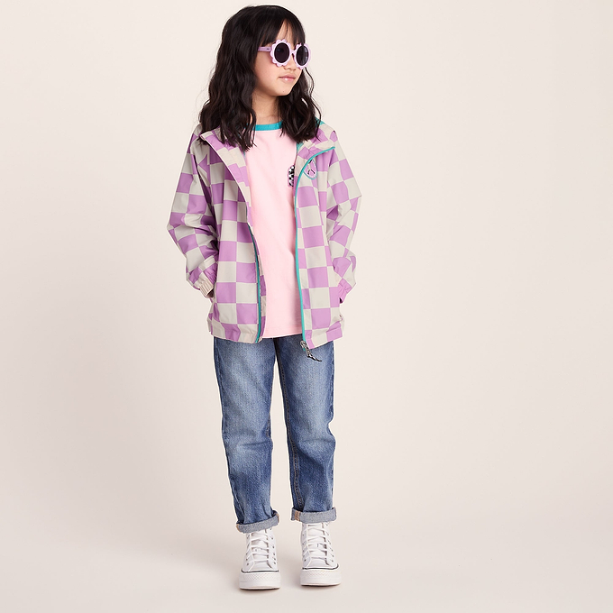 Cohampshire Kids Shaun the Sheep Waterproof Jacket - Lilac Haze/White Checkerboard