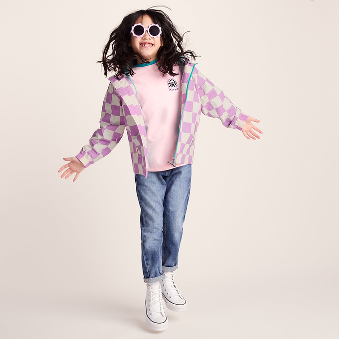 Cohampshire Kids Shaun the Sheep Waterproof Jacket - Lilac Haze/White Checkerboard