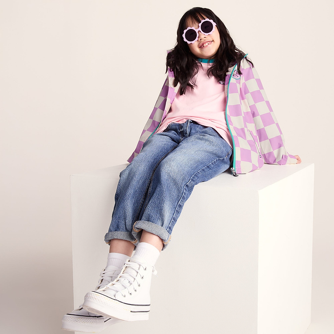 Cohampshire Kids Shaun the Sheep Waterproof Jacket - Lilac Haze/White Checkerboard