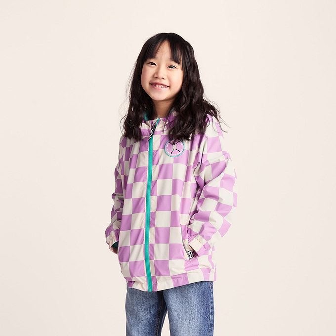 Cohampshire Kids Shaun the Sheep Waterproof Jacket - Lilac Haze/White Checkerboard