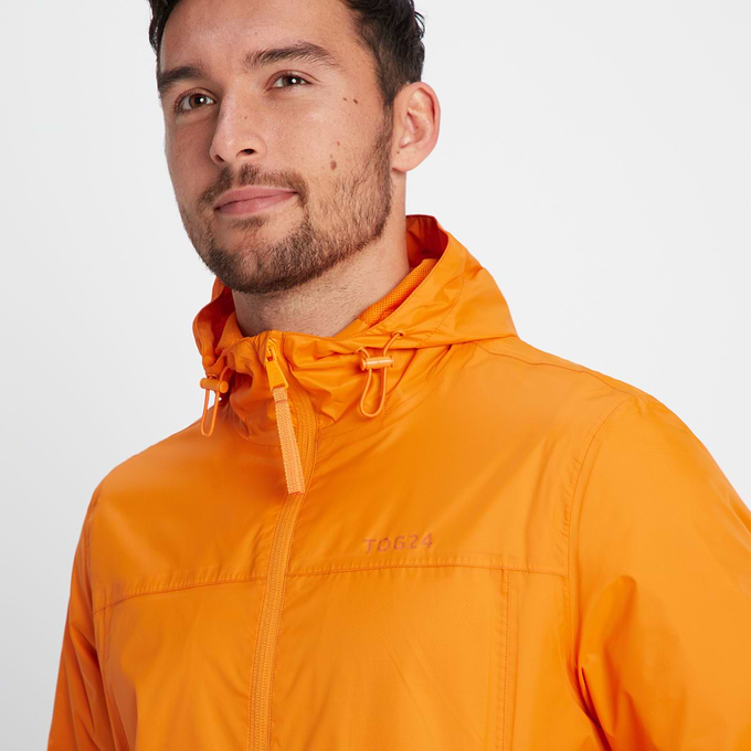 Craven Mens Waterproof Packaway Jacket - Orange Sunset