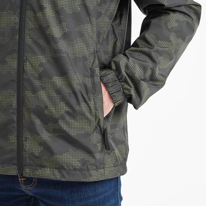 Craven Mens Waterproof Packaway Jacket - Khaki Dot Camo Print