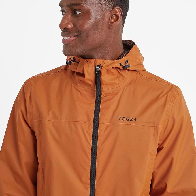 Craven Mens Waterproof Packaway Jacket - Dark Orange