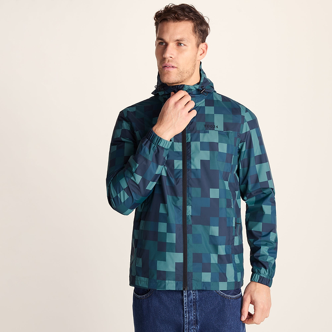 Craven Mens Waterproof Packaway Jacket - Blue Pixel