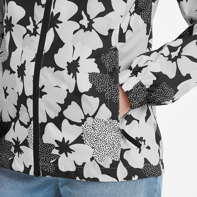 Craven Womens Waterproof Packaway Jacket - Black & White Floral Print