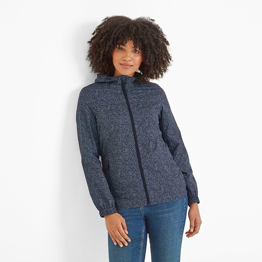 Craven Womens Waterproof Packaway Jacket - Dk Indigo Abstract Print
