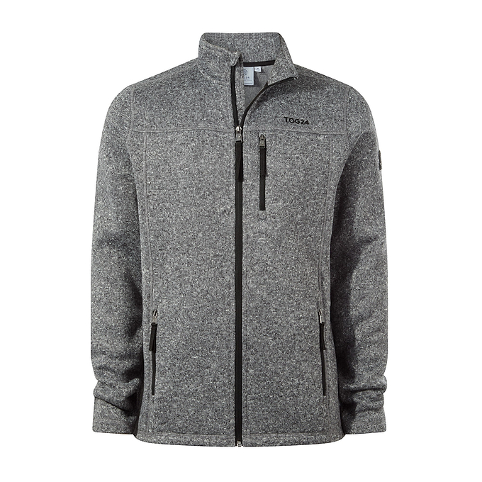 Cresswell Mens Knitlook Fleece Jacket - Dark Grey Marl